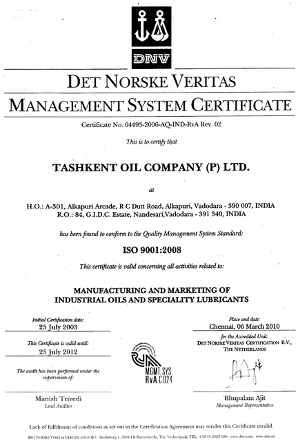 DNV Certificate